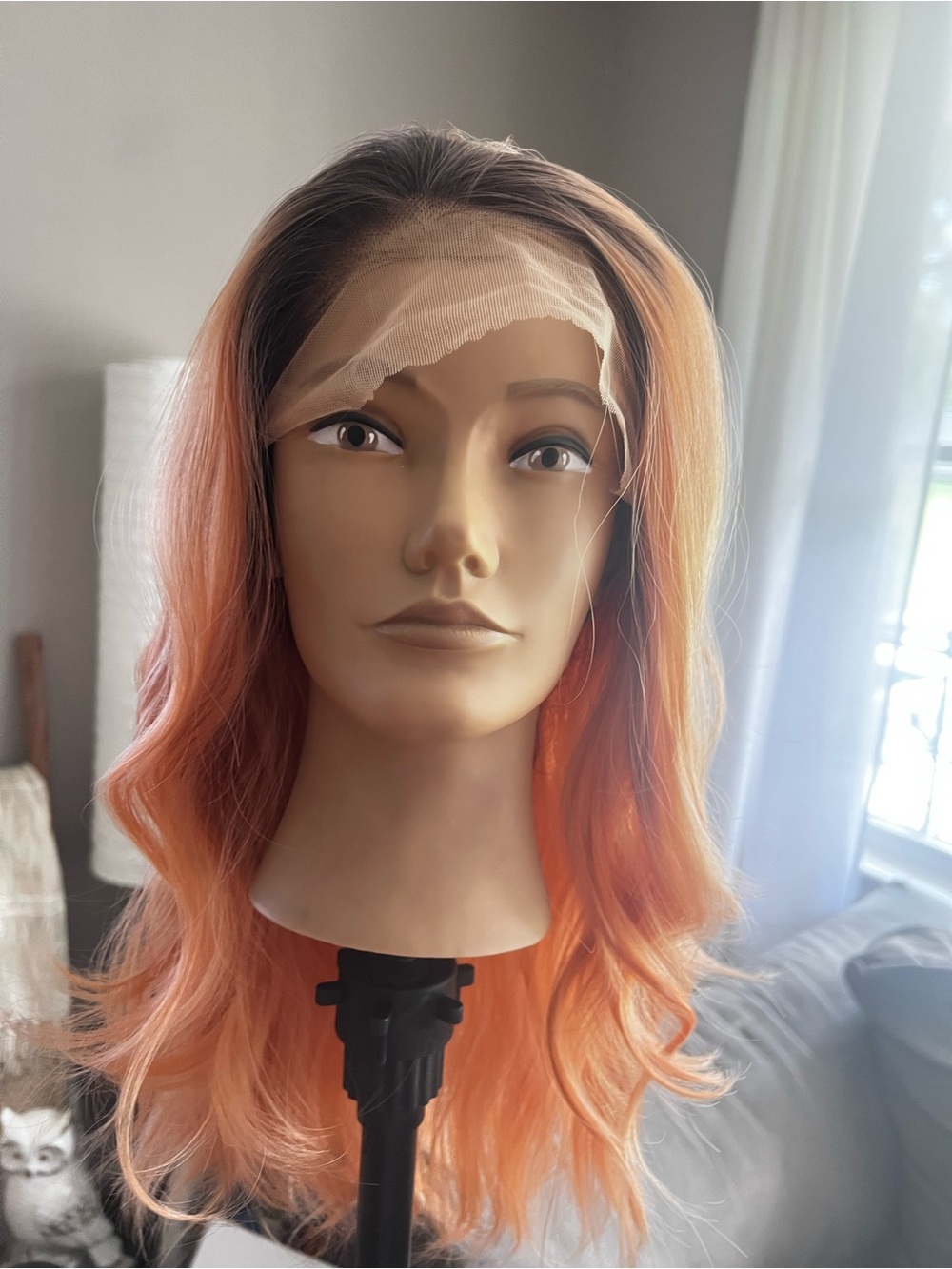 Peach-Orange Lace Front Wig with Soft Waves